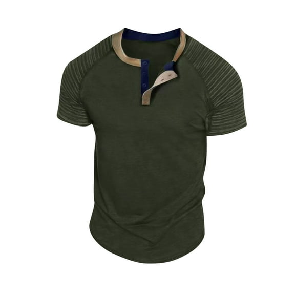 IYTR Short Sleeve Shirts for Men T Shirt Comfy Summer Fashion Solid Color Crewneck Casual Sports Bottom Shirt T-shirt Top Blouses Army Green L