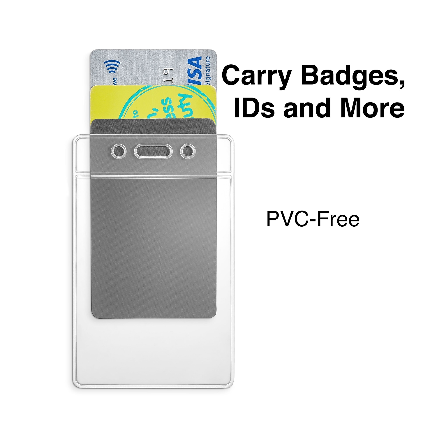 Staples ID Badge Holders 3-1/2" x 2-1/2" Vinyl Clear 50/Pack (37868-CC) 61308/37868