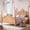 Natural + MDF + Pine + Plywood + Full, variant on Full Size Crown Shaped Platform Bed, Four Poster Stylish Wooden Bed Frame, Elegant Curved Headboard Bed Frame For Bedroom,Natural
