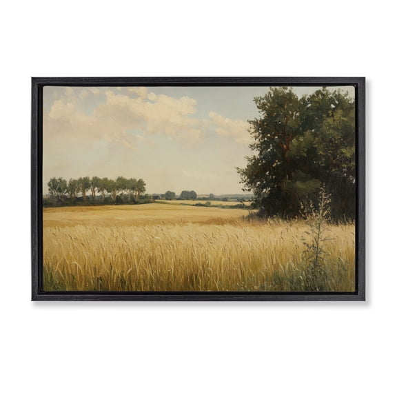 Stupell Industries Where The Wheat Grows Black Framed Floater Canvas Wall Art, design by Petal Prints Design