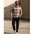thumbnail image 7 of COOFANDY Mens Short Sleeve Button Down Shirt Plaid Button Up Shirts Casual 75% Cotton Work Shirts, 7 of 7