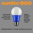 thumbnail image 5 of 3Pk - Sunlite 3w LED A19 Blue Colored Non-Dimmable Bulb - 25w Equiv, 5 of 7