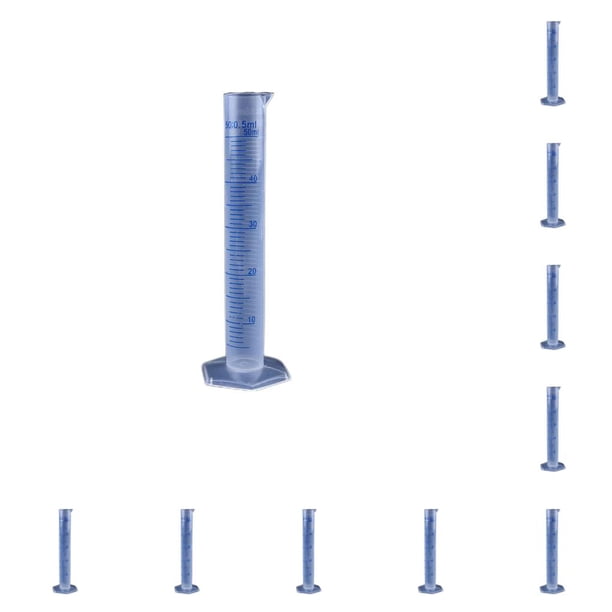 Riwesomey Cilindro de medición Escala transparente Cilindros graduados prácticos Tubo de prueba de líquido ligero para suministros de laboratorio 50ml 10piezas Riwesomey CBP497407