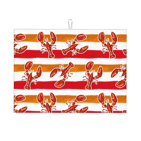

Dish Drying Mat Red Lobster Absorbent Microfiber Kitchen Mat Heat Resistant Drying Mat Kitchen Counter for Dishes Utensils Pots Pans Drainer Mats 18x24in
