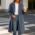 thumbnail image 3 of Vixolx Winter Peacoat for Women Fashion Notched Lapel Collar Double Breasted Woolen Coat with Side Pockets Solid Long Sleeve Overcoat, 3 of 9