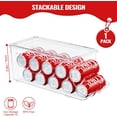 thumbnail image 2 of Stackable Refrigerator Organizer, Soda Can Dispenser Pop Cans Container Beverage Holder with Lid for Fridge, Freezer, Kitchen, Clear Plastic Storage Bins-Holds 10 Cans Each (One), 2 of 7