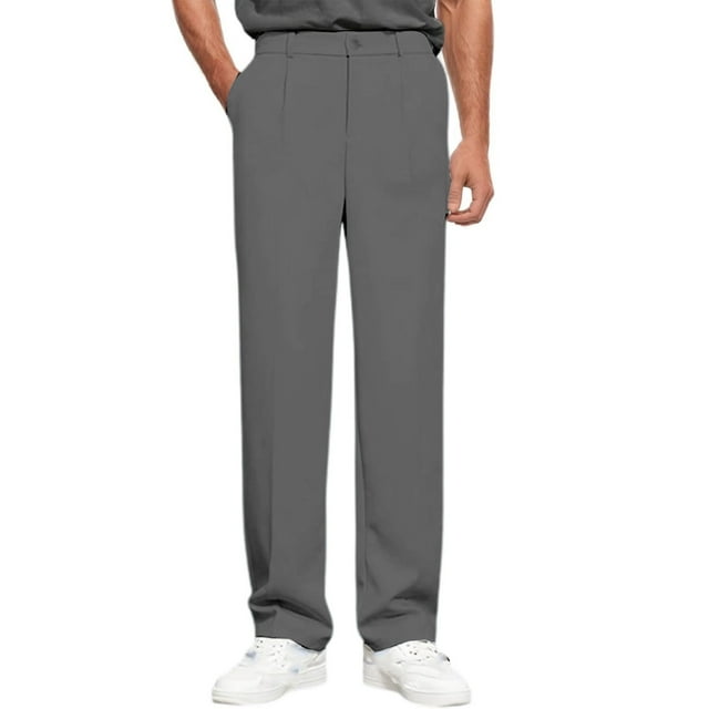 Pantalon Habillé pour Homme Coupe Ajustée Extensible Confortable Léger Tenue de Bureau Formelle Jambe Droite Classique Polyvalent Pantalon Décontracté