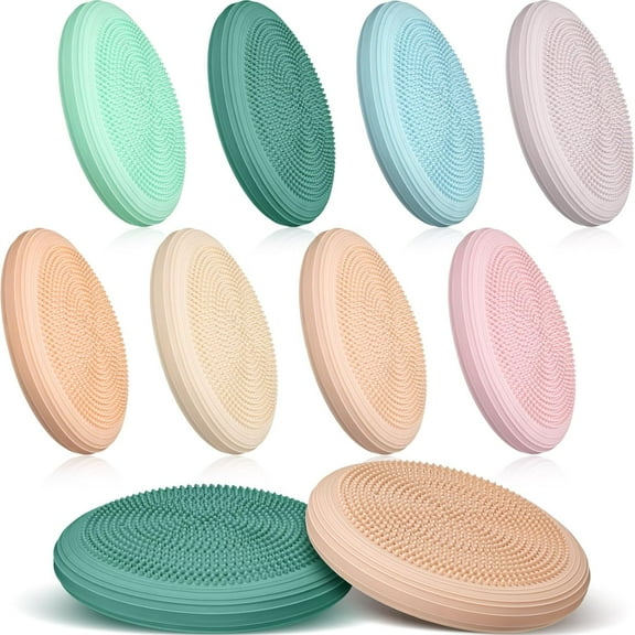 8 Pcs Wiggle Seat Inflated Wobble Cushion Sensory Seat Flexible Balance Board Balance Disc with Needle Pump for Men Women Physical Exercise Improving Posture Home Office