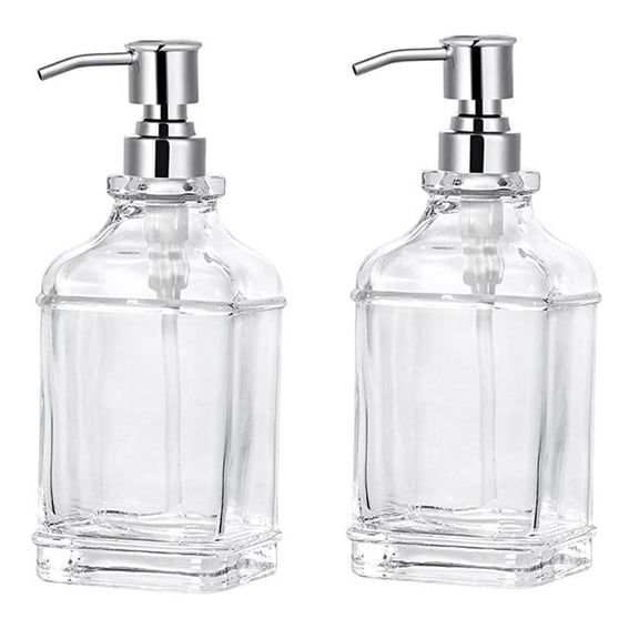 Glass Soap Dispenser with Rust Proof Stainless Steel Pump Refillable Hand Soap Dis G13438