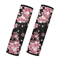 Yuyamidu Cherry Blossom Car Seat Belt Cover 2 PCS Pink Seatbelt Covers Flannel Car Seat Shoulder Strap Pads for Adults Soft Seat Belt Accessories for Auto Truck Van