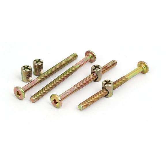 Uxcell M6x80mm Hex Socket Pan Head Metal Furniture Screws Bolts Nuts (4 Sets)