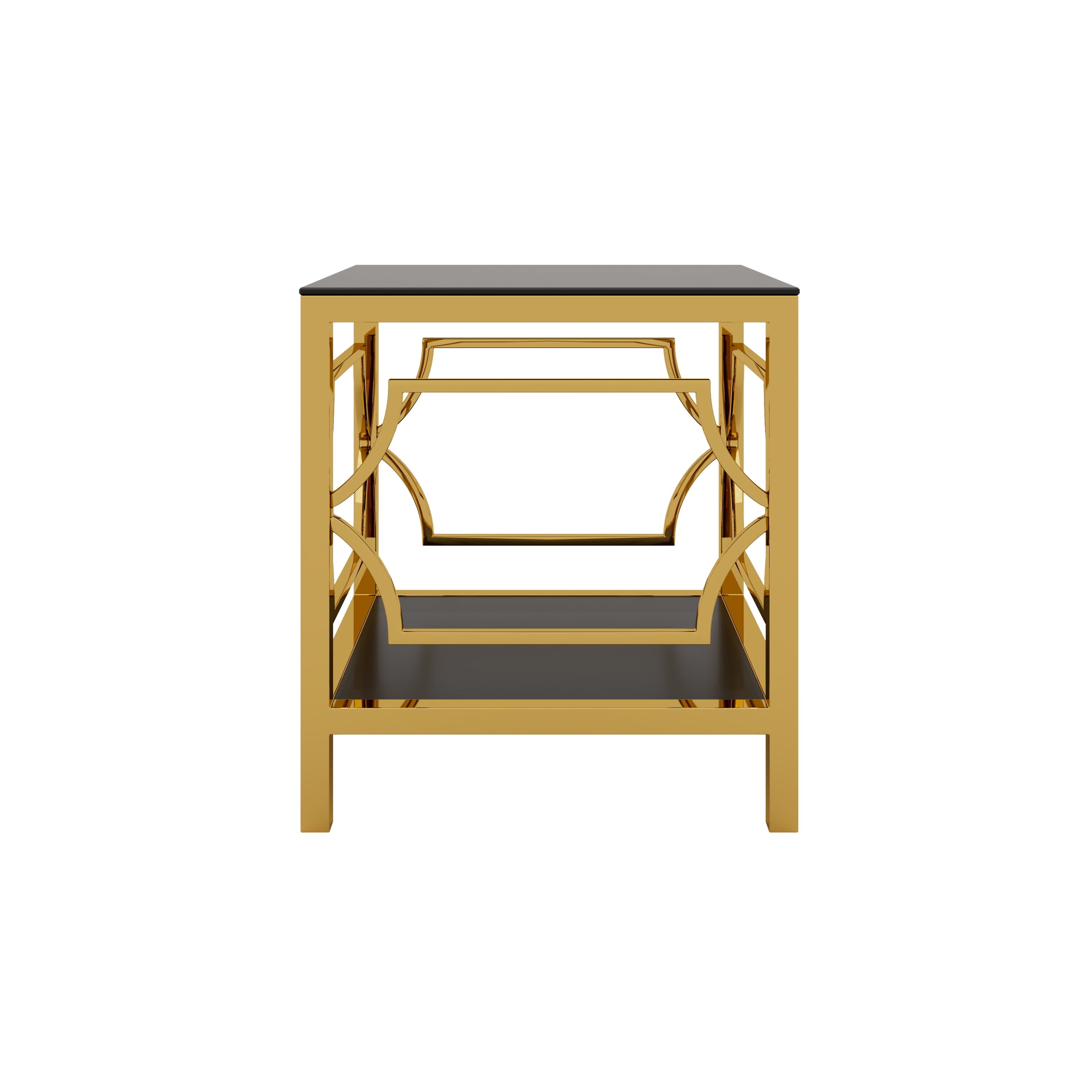 19.7" Round Side Table with Tempered Glass Top, 2-Tier Storage Shelf Modern Small End Table with Metal Frame, Sofa Side Accent Table