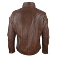 thumbnail image 7 of Mens Real Leather Jacket Zipped Biker Style High Collar Smart Casual, 7 of 7