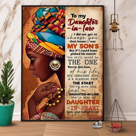 Black Girl To My Daughter In Law You'Re More Than A Daughter Poster Matte Wall Art Decor 11 x 17 Inch Poster