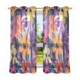thumbnail image 6 of Yayeee Window Curtains Light Filtering 63"x42" Grommet Panel Pair Home Living Room Decor, Colorful Painted Flowers Pattern, 6 of 7