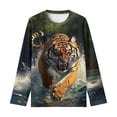 thumbnail image 3 of Byoo Tween Boys Tiger Print T Shirt Funny Crewneck Long Sleeve Graphic T-Shirt Soft Comfy Kids Tee Top for Kids, 3 of 5