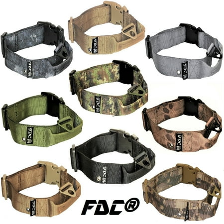 Dog Collar Charm Tag - HEAVY DUTY Military Army Tactical Dog Collar HANDLE Width 1.5in Plastic Buckle with TAG HOLE sz M: Neck 12