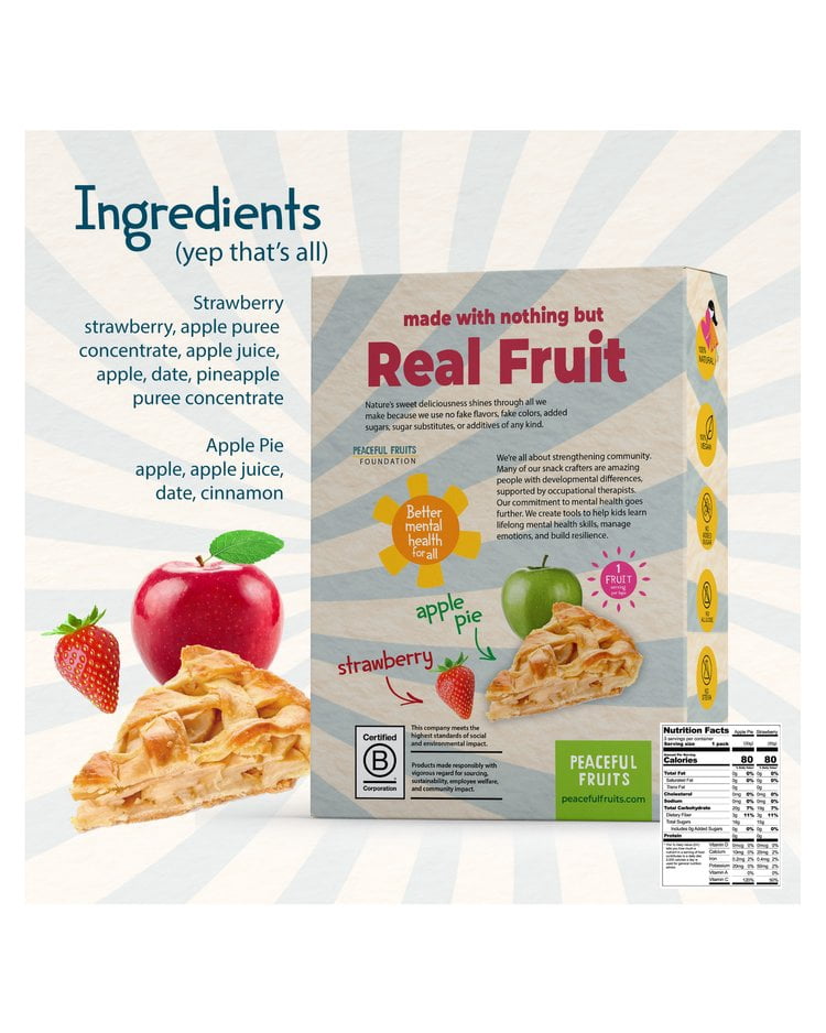 Peaceful Fruits Fruit Tape Box Strawberry Apple (12 Pack) 3 oz