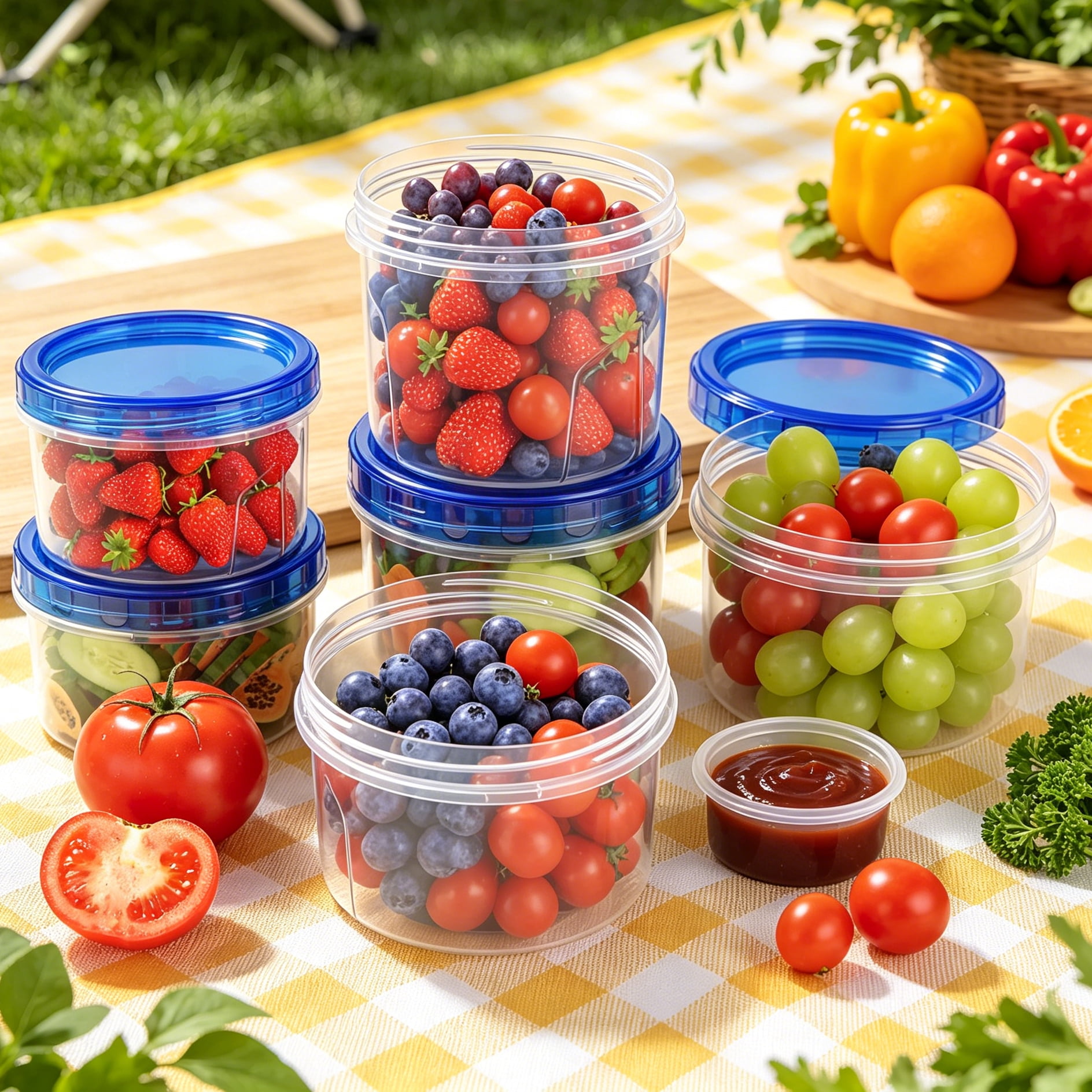 6 Pack 16 Oz Plastic Food Storage Containers with Screw Lids, Airtight Leak-Proof Freezer Containers, Stackable Meal Prep Containers for Soup, Microwave & Dishwasher Safe