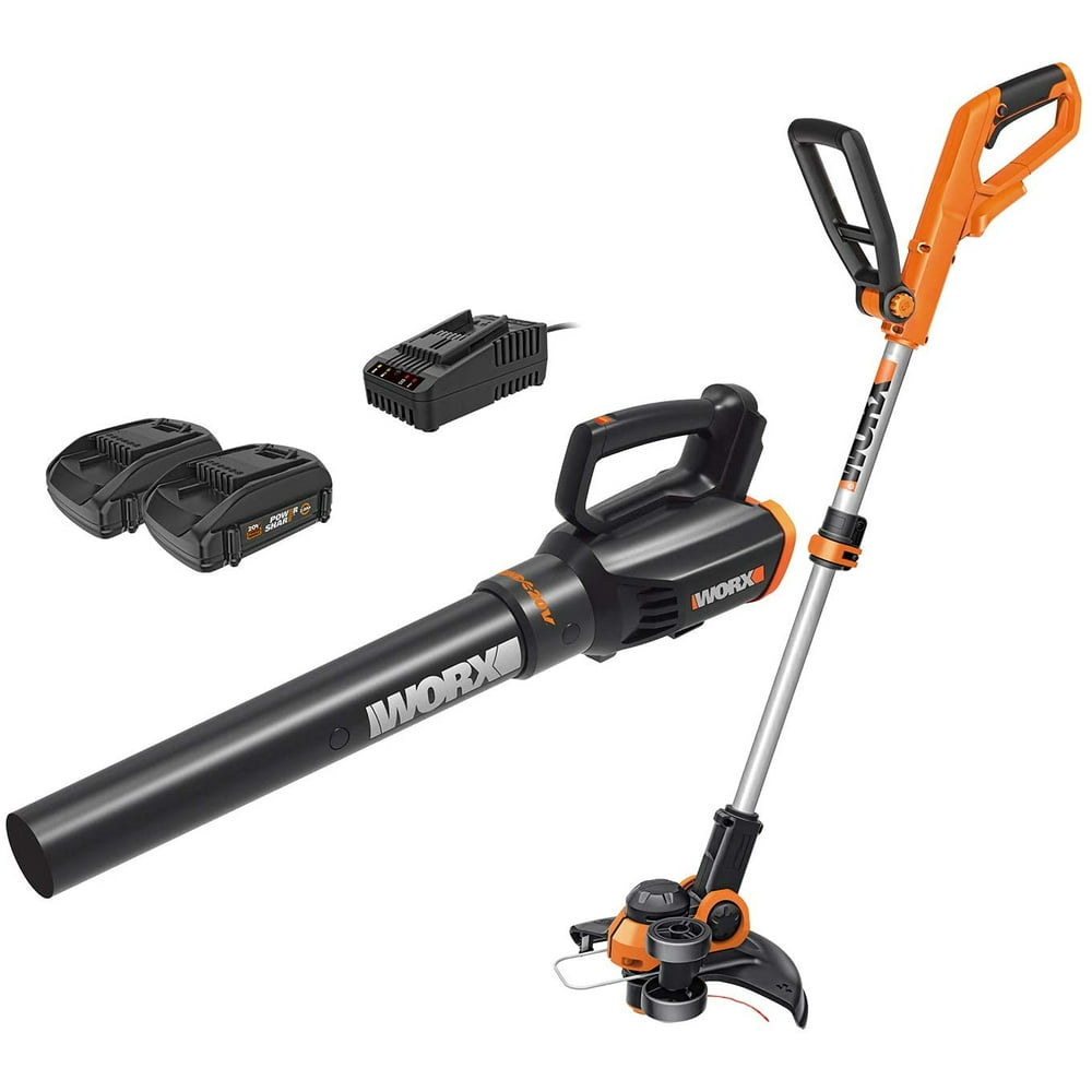 WORX Cordless String Trimmer and Blower WG929.1 Combo, 20V 2 batteries, Grass Weed Edger