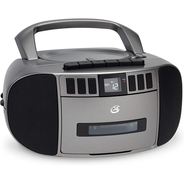GPX BCA209S Portable Am/FM Boombox with CD and Cassette Player, Silver
