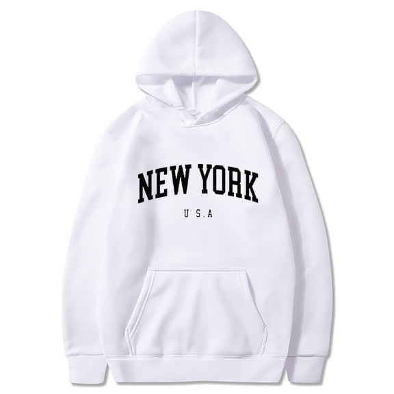 Pre-Owned New York U.S.A City Hoodies Men Fashion Letter Printed Graphic Sweatshirts Women Loose Casual Harajuku Hooded Pullover Sportwear
