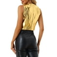 thumbnail image 3 of INSPIRE CHIC Women's Holographic Crop Jacket Sleeveless Metallic Vest XS Gold, 3 of 6