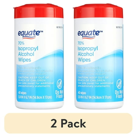 (2 pack) Equate 70% Isopropyl Alcohol Wipes, 40 Wipes