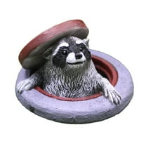 Darzheoy Raccoon Statues Outdoor, Versatile Raccoon Statue Tabletop Ornament, Adorable Patio Raccoon Manhole Cover Decor, Raccoon Outdoor Statue Decoration for Patio Yard Lawn