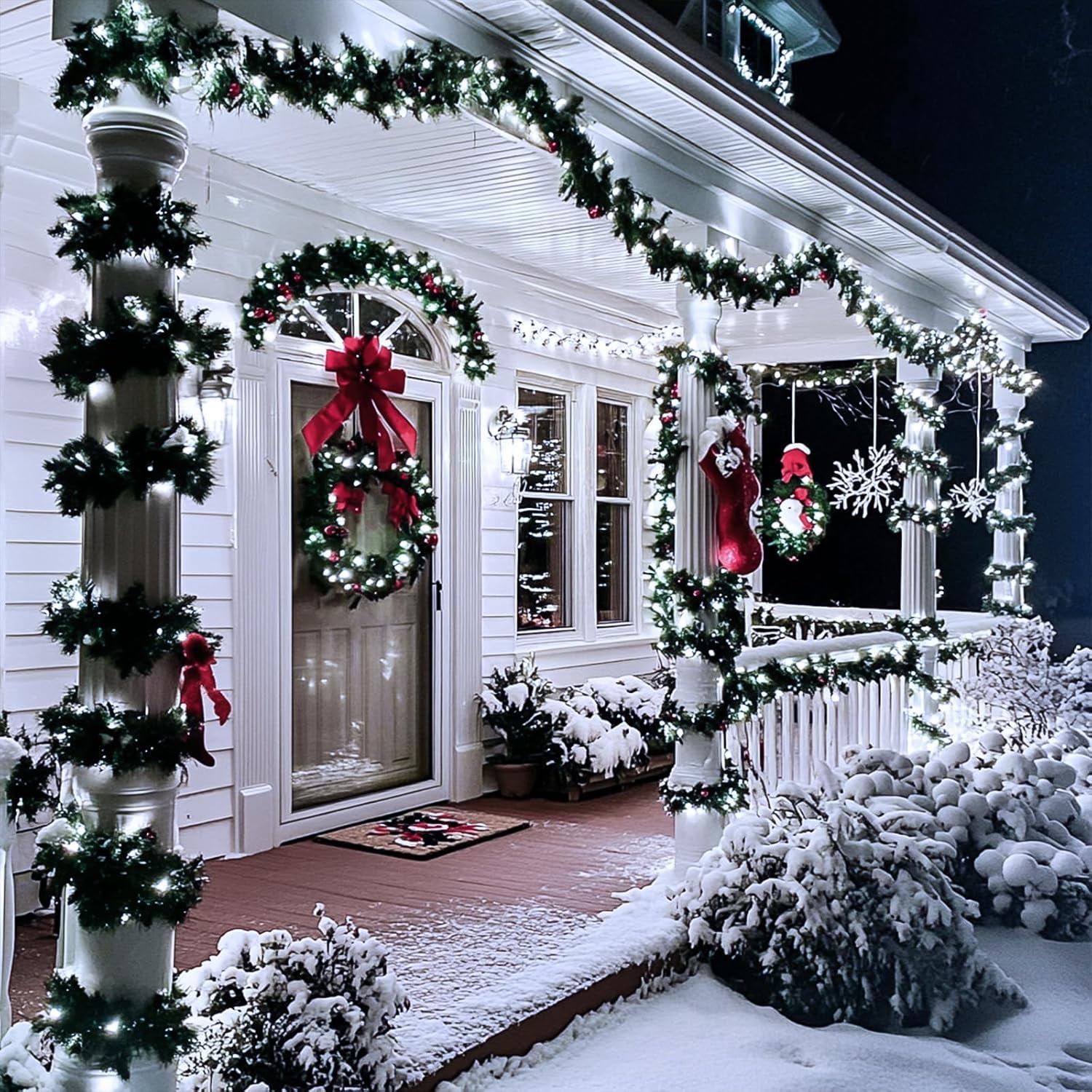 JMEXSUSS 66ft 200 LED White Christmas String Lights Indoor, Christmas Lights Outdoor Waterproof Clear Wire, 8 Modes Twinkle String Lights Plug in for Living Room Tree Bedroom Wedding Decoration
