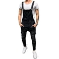 thumbnail image 1 of JFBUJC Men Ripped Dungarees Bib Jeans Pants Skinny Jumpsuit Overalls Trousers, 1 of 3