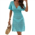 thumbnail image 3 of Vestido de Crochet para Mujer, de Corta, para Playa Azul XL, 3 of 7