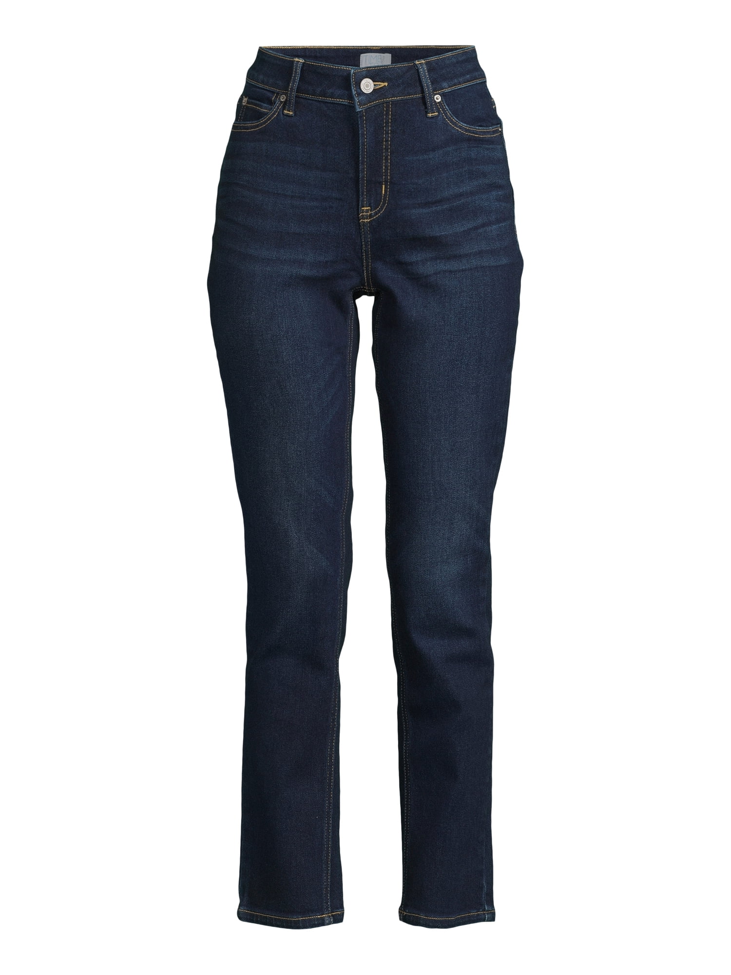 Time and Tru Women’s Mid Rise Straight Leg Jeans, Sizes 0-22, Regular & Short Inseams