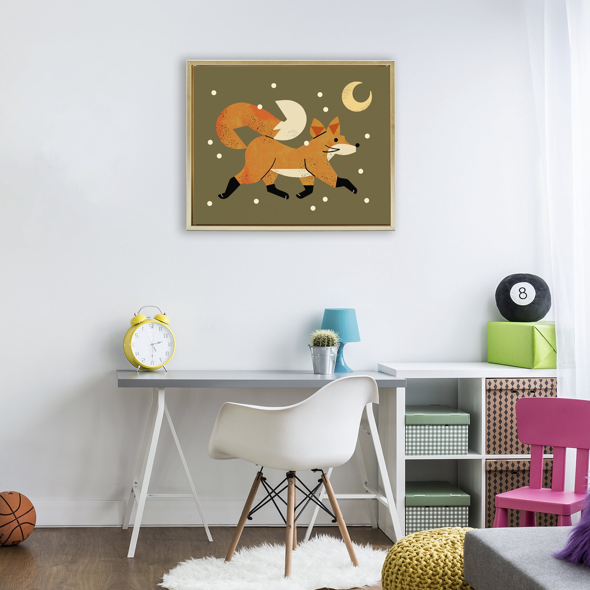 Stupell Industries Wandering Winter Fox Gold Framed Floater Canvas Wall Art, design by Renea L. Thull