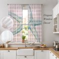 thumbnail image 2 of Teal Starfish Coastal Sheer Curtains 72 Inch Length 2 Panels Set, Grey Buffalo Plaid Summer Beach Voile Window Treatment Rod Pocket Curtains Sheers Drapes for Bedroom/Living Room/Kitchen 52"x72"x2, 2 of 8
