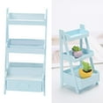 thumbnail image 4 of figatia 1/12 Scale Dolls House Mini Retro Wood Plant Stand Display Rack Unit Furnishings Blue, 4 of 9