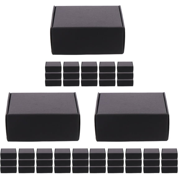 3 Pieces Boxes Black Mailing Carton Packaging Cardboard for Business