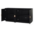 thumbnail image 6 of 60" Sideboard Buffet Cabinet, Wood Modern Storage Cabinet with 4 Doors, Adjustable Shelves and Wooden Triangular Handles, 6 of 8