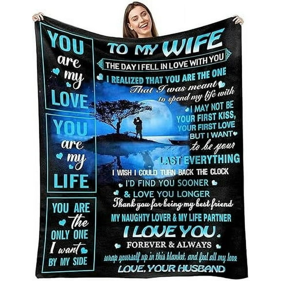 Wife Gifts from Husband,Gifts for Wife Blanket ,Wife Birthday Gift Ideas,Anniversary Wedding Gifts for Wife Her,Christmas Valentines Gifts for Wife Romantic,to My Wife Blanket from Husband