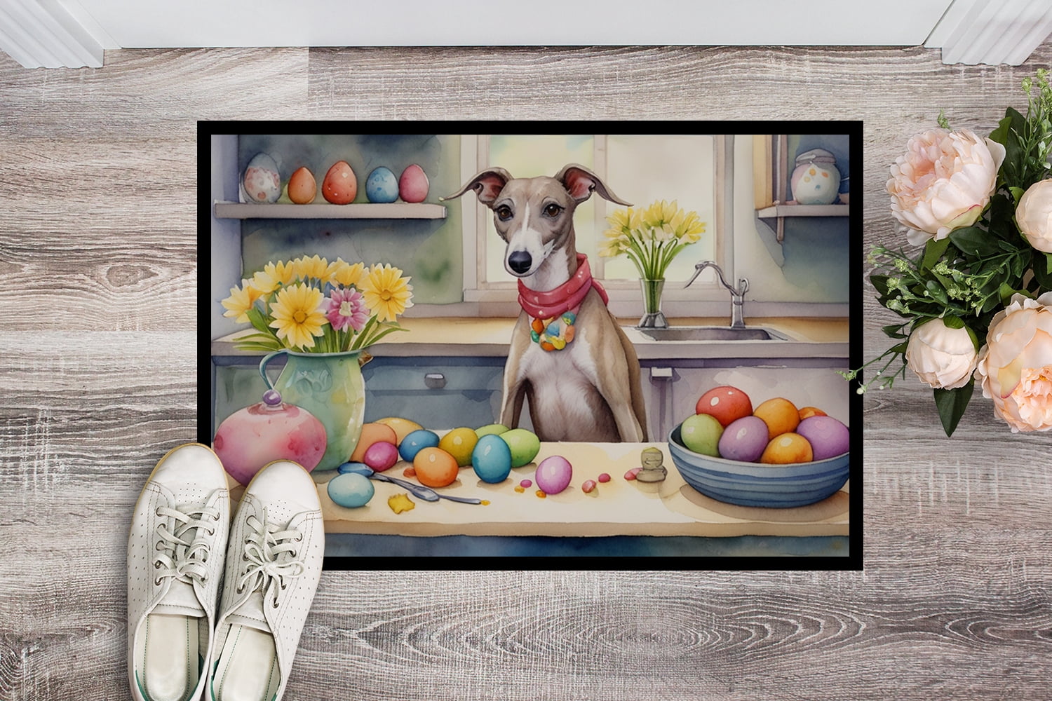 Decorating Easter Whippet Doormat 27 in x 18 in