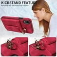 thumbnail image 5 of Dteck for iPhone XR Case with Card Holder, Retro PU Leather Wallet Case with Rotating Ring Kickstand, Slim Back Protective Cover Case for iPhone XR,Red, 5 of 7