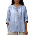 thumbnail image 1 of Camisetas de Trabajo de las Mujeres Bordadas de Manga Media con Cuello en V para el Uso Casual, de Viajes Y Diario, 1 of 8