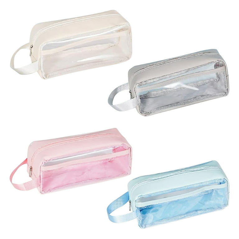 SDJMa Large Capacity Clear Pencil case, Multipurpose Zipper Pencil Pouch,  Transparent Pen Bag, Waterproof Makeup Cosmetics Bag, Stationary Bag for