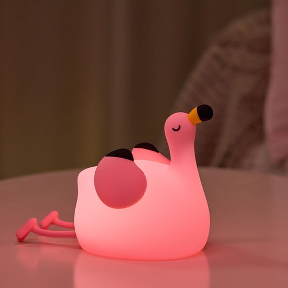 Lámpara Nocturna de Silicona Dimmable en Forma de Flamenco para Cuarto Infantil