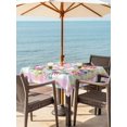 thumbnail image 2 of Outdoor Tablecloth with Umbrella Hole and Zipper, Happy Easter Square Table Cloth 60x60 Inch Waterproof Tablecloth, Spring Flower Pastoral Butterfly Colorful Stripes Picnic Table Cover for Patio, 2 of 7