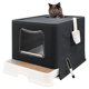 thumbnail image 1 of Caja de arena para gatos plegable XL con tapa - Orinal cerrado gigante - Inodoro antisalpicaduras de entrada superior - Incluye pala y cepillo de limpieza 2 en 1 (negro), 1 of 1