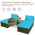 thumbnail image 5 of Costway 5PCS Patio Rattan Wicker Furniture Set Armless Sofa Ottoman Cushioned Turquoise, 5 of 11