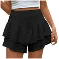 thumbnail image 2 of Summer Saving Clearance 2025! Xixinqiwan Women Summer Shorts Casual Beach Comfy Smocked Elastic High Waist Pull On Flowy Short with Pockets, 2 of 7