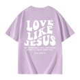 thumbnail image 6 of Girls T Shirts Size 3-4 Short Sleeve Casual Round Neck Fashion Cute Print T-Shirt Soft and Comfortable Oversized Pullovers(Letter, X04-Light Purple, 3-4 Years), 6 of 6