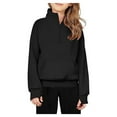 thumbnail image 2 of Boys Girls Solid Color Half Zip Fleece Sweatshirt with Thumbhole, 2 of 4